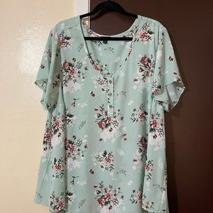 Torrid Mint Blue Floral Georgette Button down Blouse
